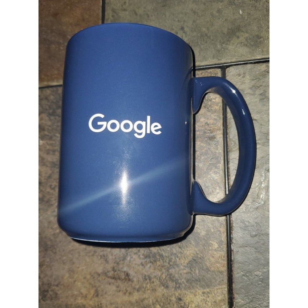 Blue Ceramic Etched‎ Google Coffee Mug